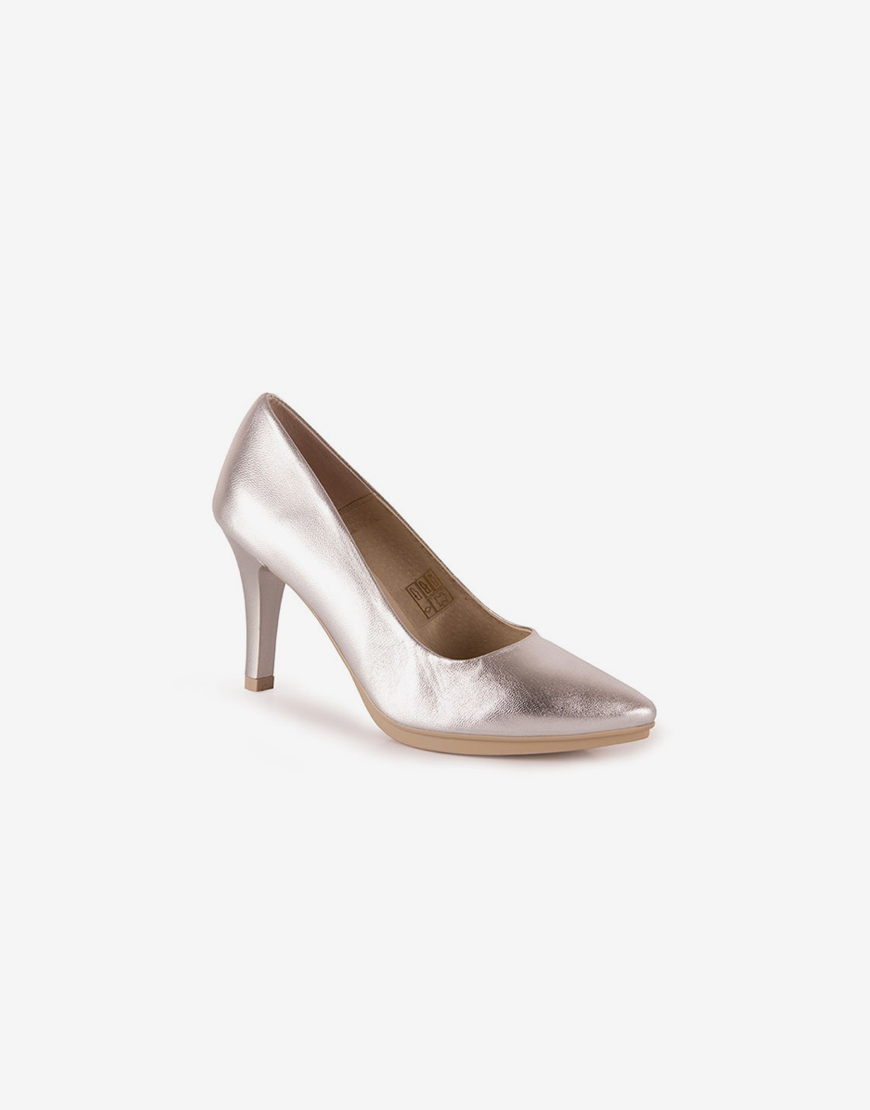 Zapato salón mujer piel metal