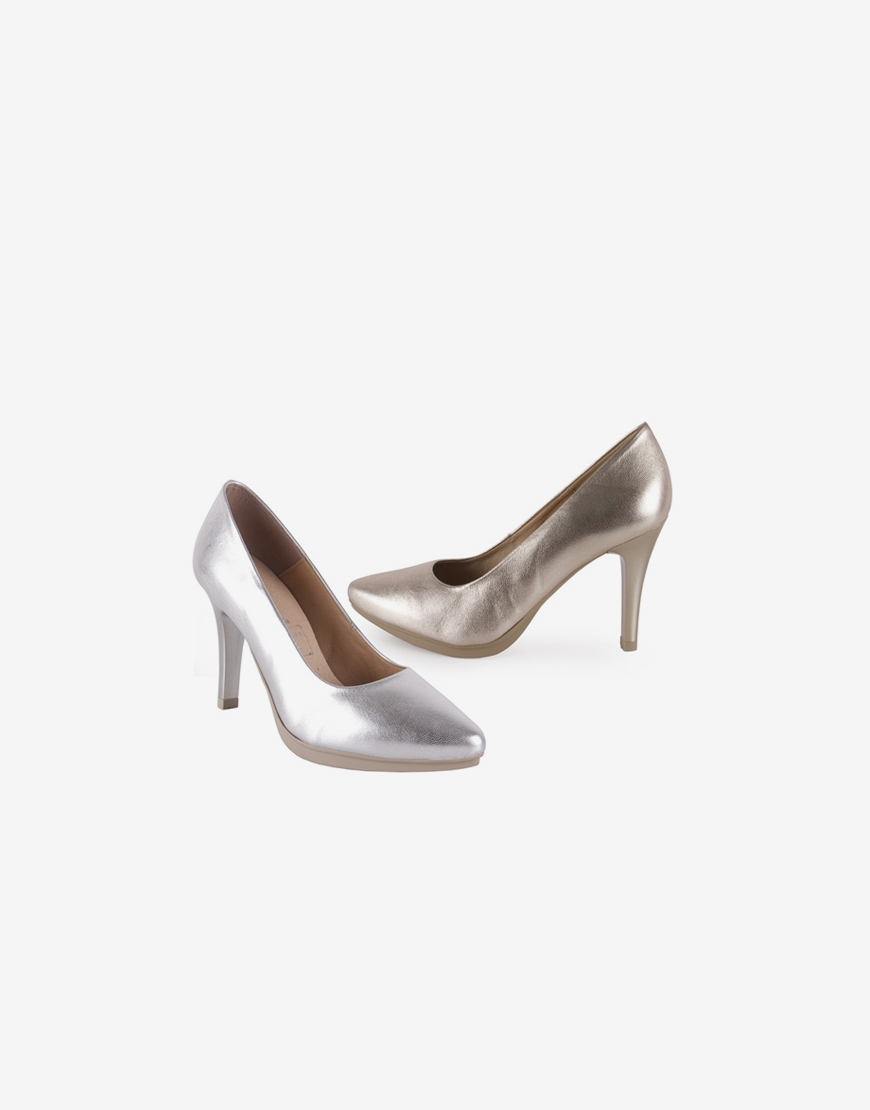 Zapato salón mujer piel metal Zapato salón mujer piel metal