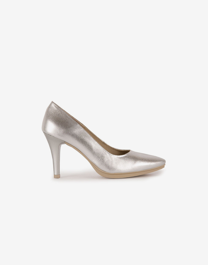 Zapato salón mujer piel metal Zapato salón mujer piel metal